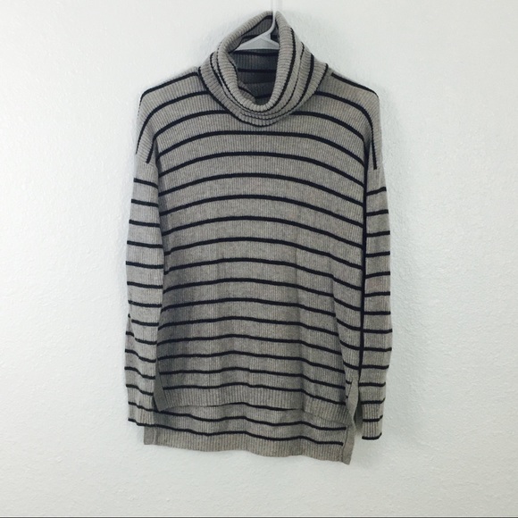 Madewell Sweaters - Madewell Gray Stripe Wool Alpaca Cowl Neck Sweater